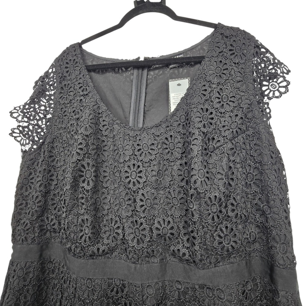 NEW City‎ Chic Embroidered Playsuit Lace Jumpsuit Womens 3X 22 Black Mini Lined